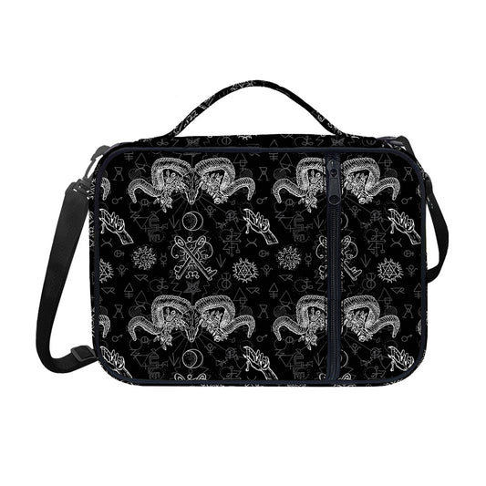 Black And White Wicca Gothic Print Shoulder Strap Bible Bag