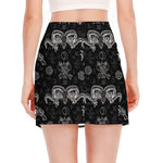 Black And White Wicca Gothic Print Side Slit Mini Skirt