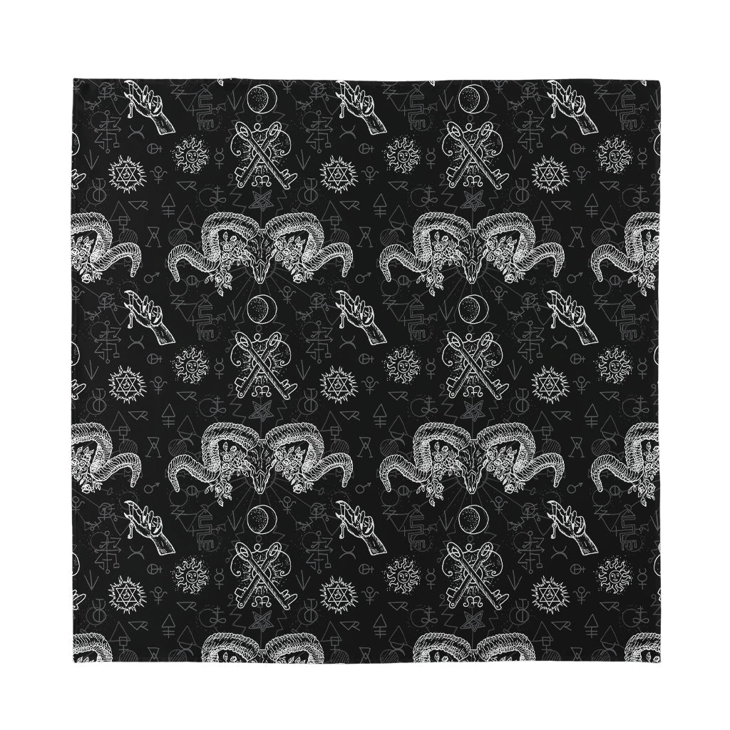 Black And White Wicca Gothic Print Silk Bandana