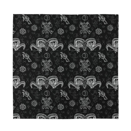 Black And White Wicca Gothic Print Silk Bandana