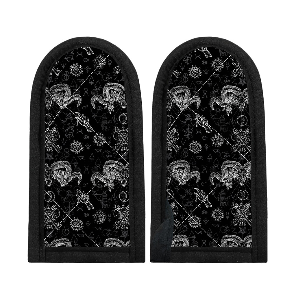 Black And White Wicca Gothic Print Skillet Handle Cover