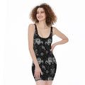 Black And White Wicca Gothic Print Sleeveless Bodycon Dress