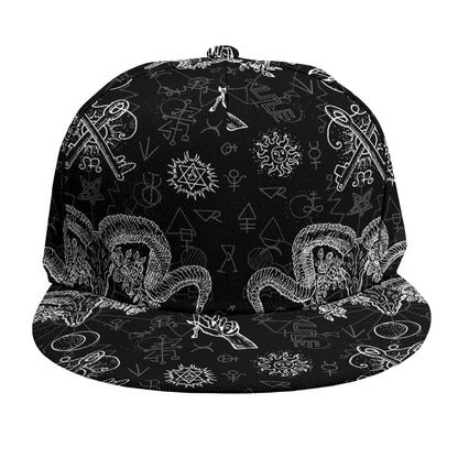 Black And White Wicca Gothic Print Snapback Cap