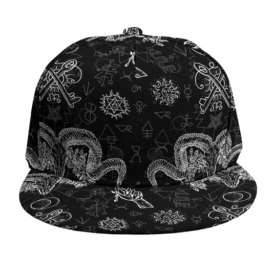 Black And White Wicca Gothic Print Snapback Cap