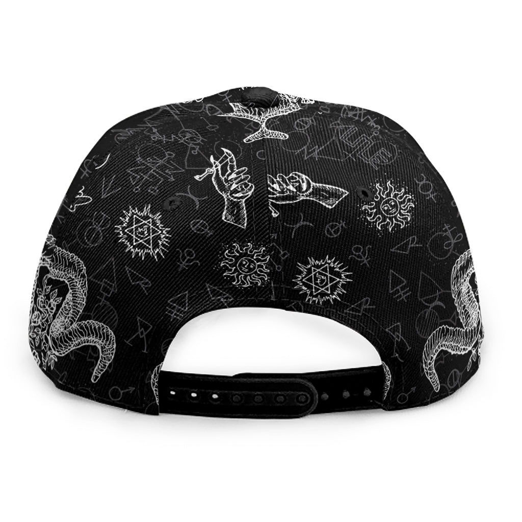Black And White Wicca Gothic Print Snapback Cap