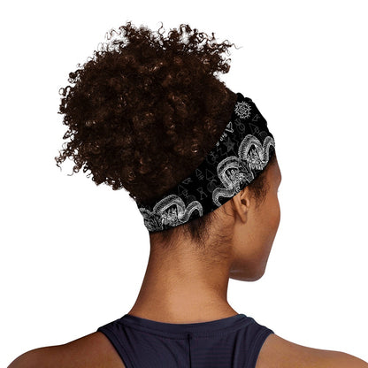 Black And White Wicca Gothic Print Sports Headband