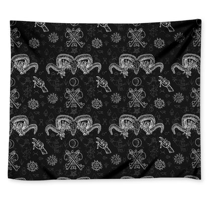 Black And White Wicca Gothic Print Tapestry