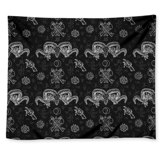 Black And White Wicca Gothic Print Tapestry