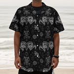 Black And White Wicca Gothic Print Textured Short Sleeve Shirt