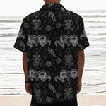 Black And White Wicca Gothic Print Textured Short Sleeve Shirt