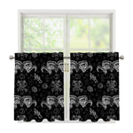 Black And White Wicca Gothic Print Tier Curtains