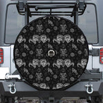 Black And White Wicca Gothic Print Tire Cover With Camera Hole