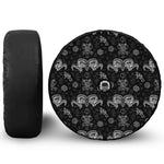 Black And White Wicca Gothic Print Tire Cover With Camera Hole