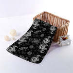 Black And White Wicca Gothic Print Towel