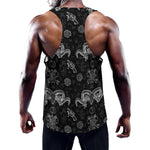 Black And White Wicca Gothic Print Training Tank Top