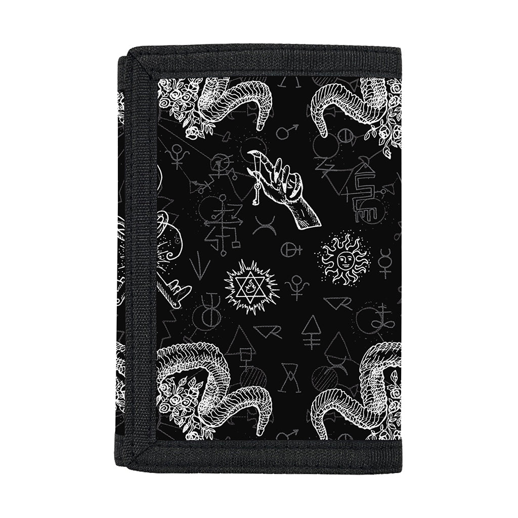 Black And White Wicca Gothic Print Trifold Wallet