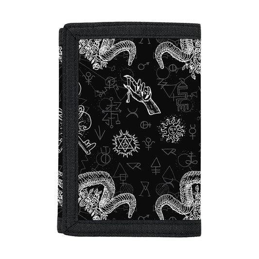 Black And White Wicca Gothic Print Trifold Wallet