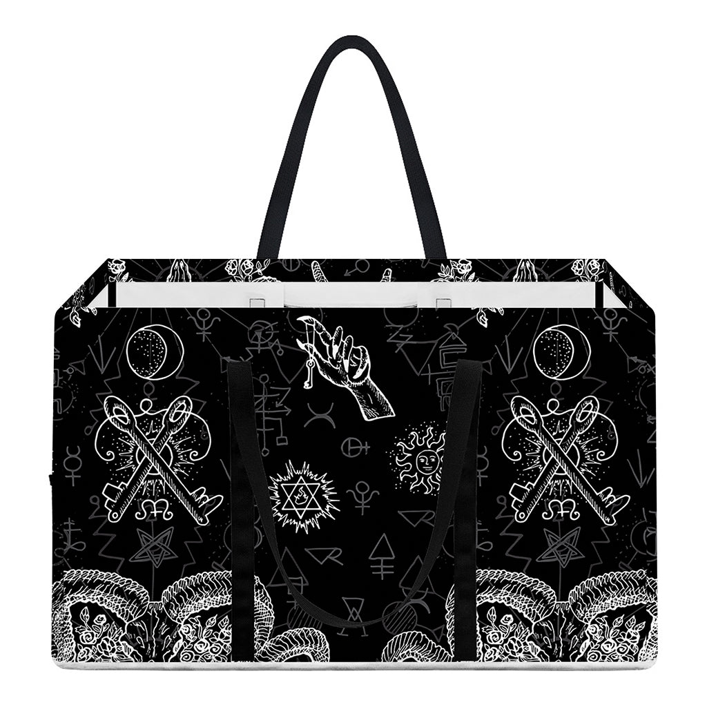 Black And White Wicca Gothic Print Utility Tote Bag
