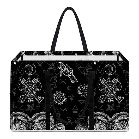 Black And White Wicca Gothic Print Utility Tote Bag