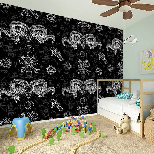Black And White Wicca Gothic Print Wall Sticker
