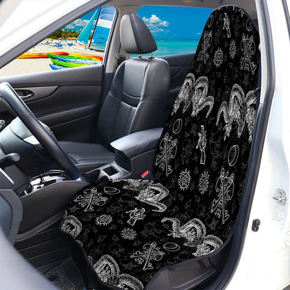 Black And White Wicca Gothic Print Waterproof Car Seat Cover