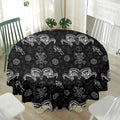 Black And White Wicca Gothic Print Waterproof Round Tablecloth