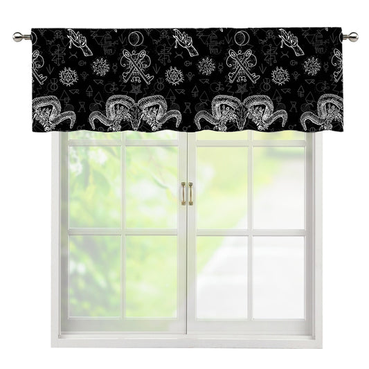 Black And White Wicca Gothic Print Window Valance