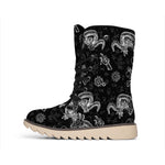 Black And White Wicca Gothic Print Winter Boots