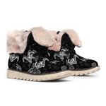 Black And White Wicca Gothic Print Winter Boots