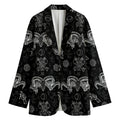 Black And White Wicca Gothic Print Women's Cotton Blazer