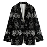 Black And White Wicca Gothic Print Women's Cotton Blazer