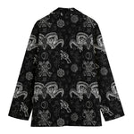 Black And White Wicca Gothic Print Women's Cotton Blazer