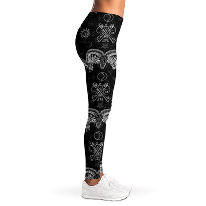 Black And White Wicca Gothic Print Women's Leggings