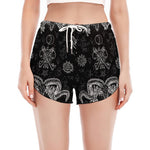 Black And White Wicca Gothic Print Women's Split Running Shorts