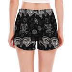Black And White Wicca Gothic Print Women's Split Running Shorts