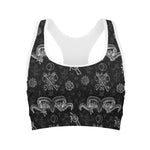 Black And White Wicca Gothic Print Women's Sports Bra