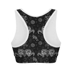 Black And White Wicca Gothic Print Women's Sports Bra