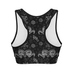 Black And White Wicca Gothic Print Women's Sports Bra