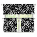 Black And White Wicca Pentagram Print 3 Piece Kitchen Curtains