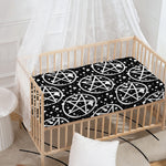 Black And White Wicca Pentagram Print Baby Crib Sheet
