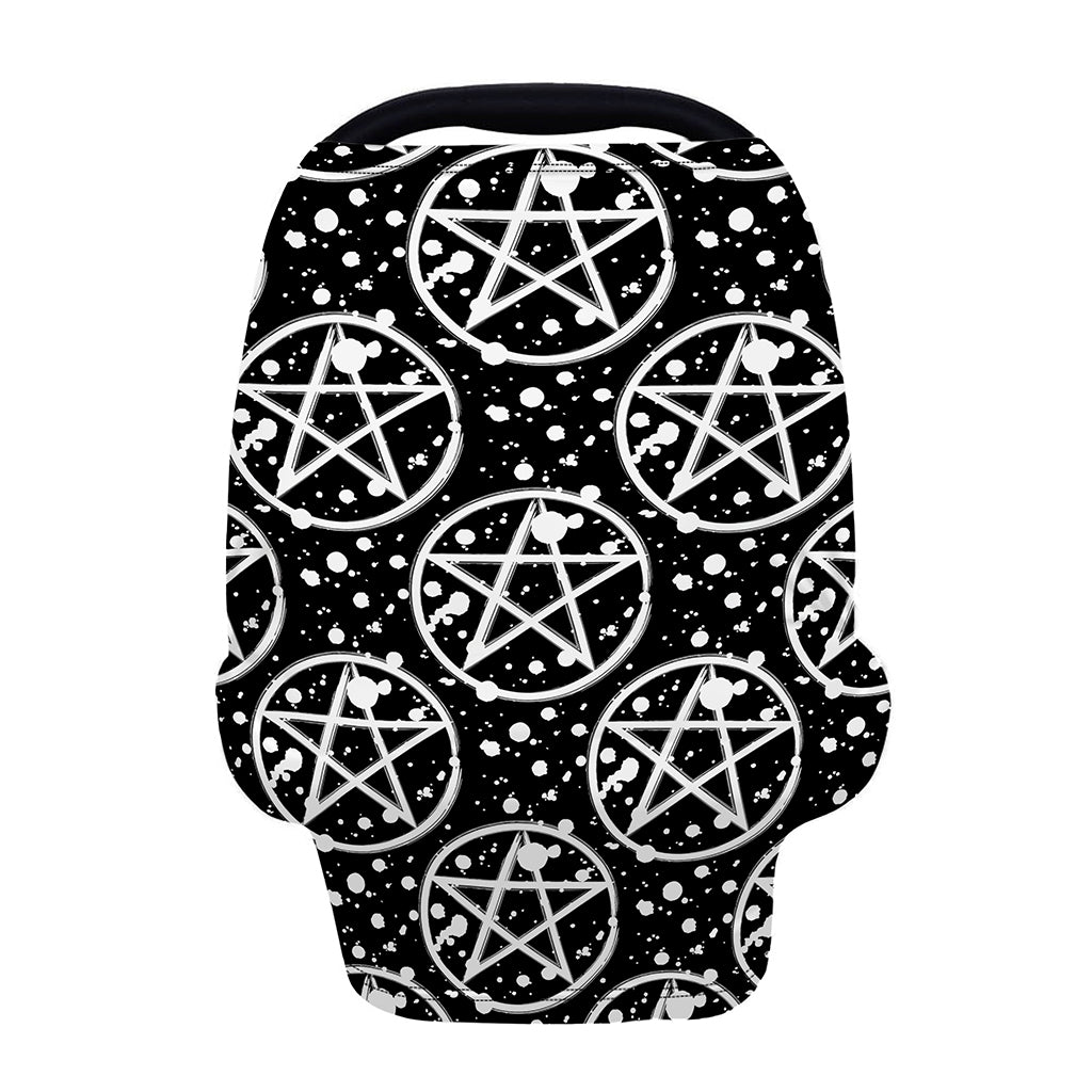 Black And White Wicca Pentagram Print Baby Seat Cover