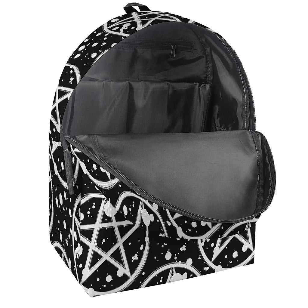 Black And White Wicca Pentagram Print Backpack