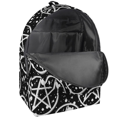 Black And White Wicca Pentagram Print Backpack