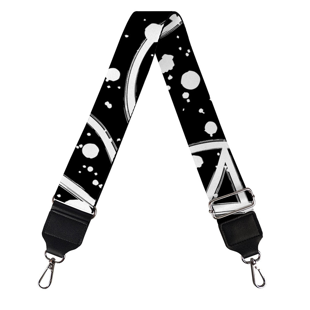 Black And White Wicca Pentagram Print Bag Strap
