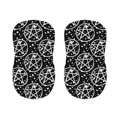 Black And White Wicca Pentagram Print Bar Stool Covers