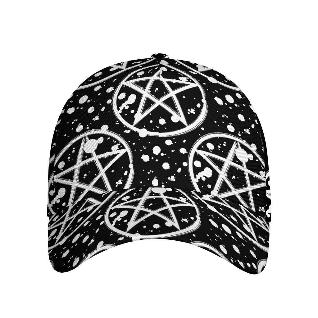 Black And White Wicca Pentagram Print Baseball Cap