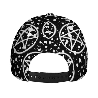 Black And White Wicca Pentagram Print Baseball Cap