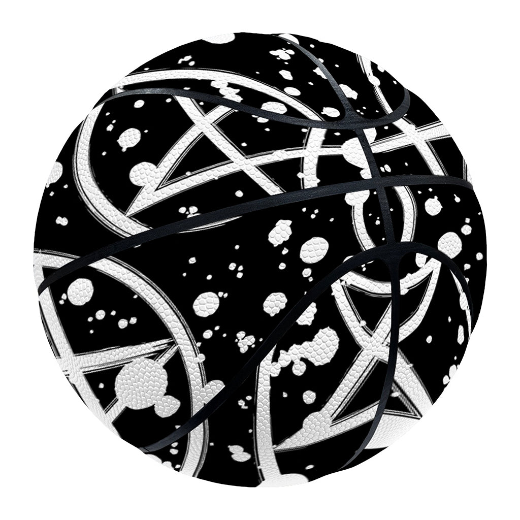 Black And White Wicca Pentagram Print Basketball