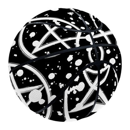 Black And White Wicca Pentagram Print Basketball