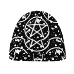 Black And White Wicca Pentagram Print Beanie